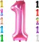 Hot Pink 40" Number 1 Balloon – 1st Birthday Decorations, Mylar Foil Balloon, Reusable, Helium or Air Inflatable, Princess-Themed Party Supplies (Pink)